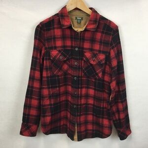 Roots Canada Buffalo Check Plaid Lumberjack Flannel Shirt Elbow Patches Size S